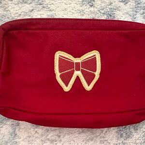 Stoney Clover Lane Burgundy Small Pouch w/ Embroidered Bow